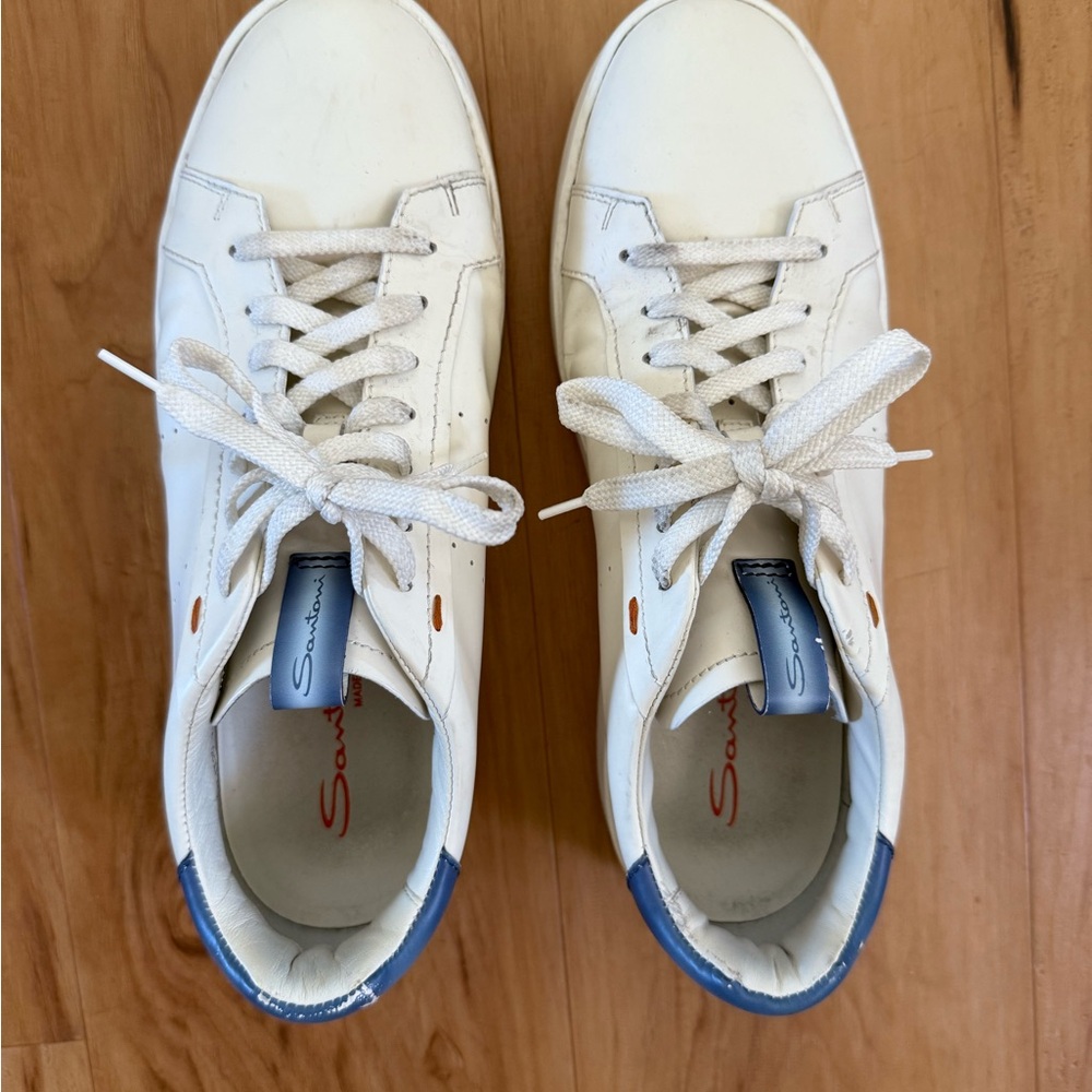 White and Blue Sneakers